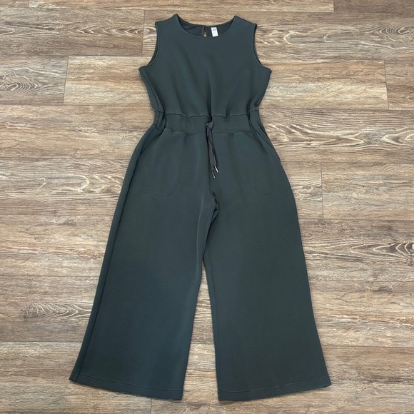 SPANX Air Essentials Sleeveless Wide Leg Pants Olive Jumpsuit Size 1X Petite - Picture 2 of 12